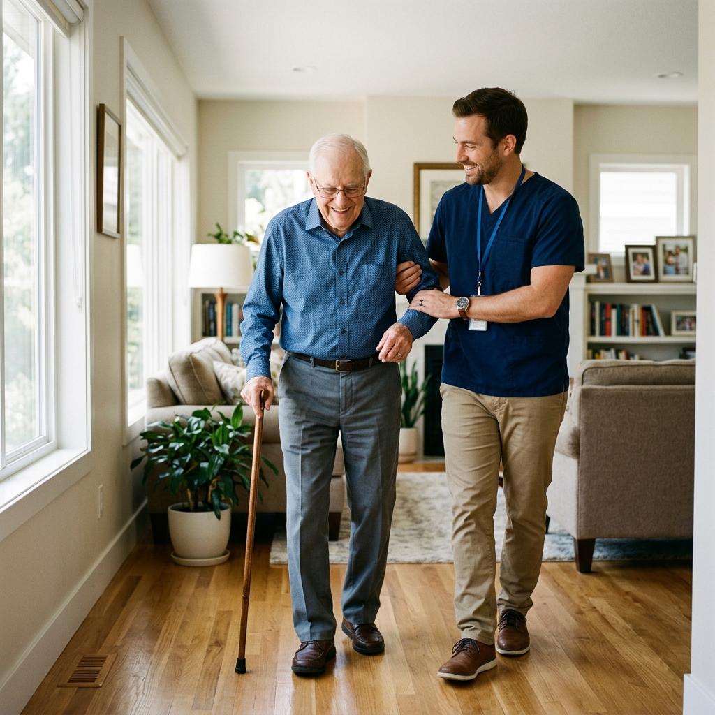 Caregiver providing compassionate home support